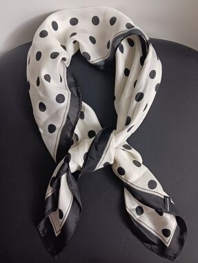 Classic Black and White Polka Dot Silky Scarf